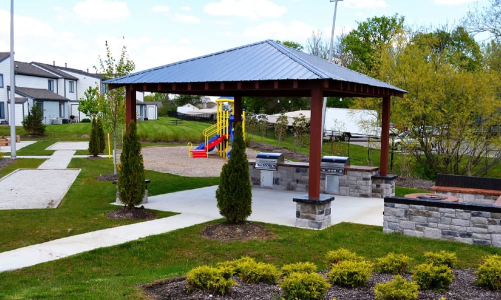 Grilling pavilion and playground at Lakeside Crossing at Eagle Creek in Indianapolis, Indiana