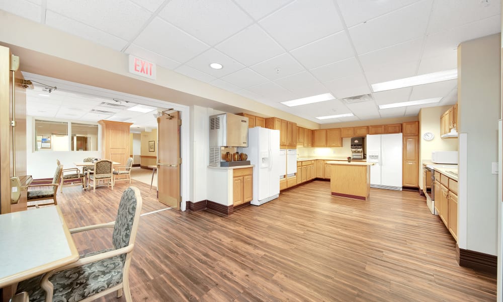 One of the neighborhood dining areas at Bell Tower Residence Assisted Living in Merrill, Wisconsin