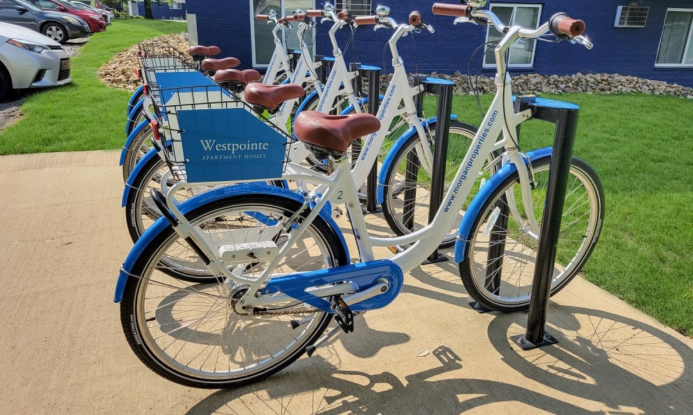 Rentable smart bicycles for our residents to use located at Westpointe Apartments in Pittsburgh, Pennsylvania