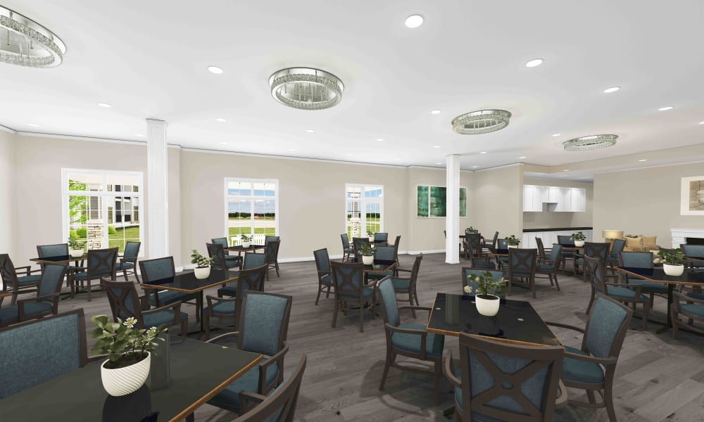 Dining area for residents at Keystone Place at Magnolia Commons in Glen Carbon, Illinois