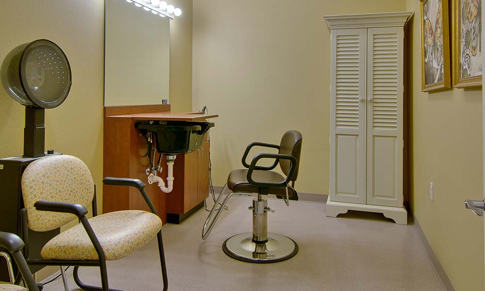 On site beauty and barber salon at Parkway Gardens Senior Living in Fairview Heights, Illinois