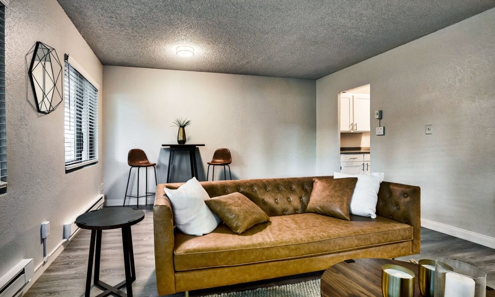 Modern living rooms at Vista Del Rey Apartments in Tacoma, Washington