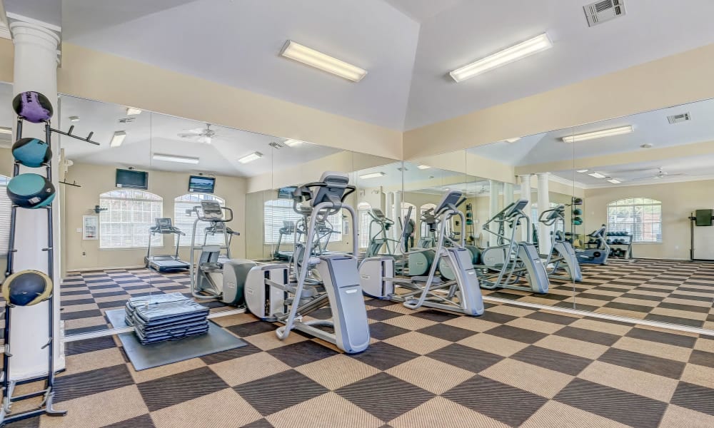 Workout equipment at Champion Lake Apartment Homes in Shreveport, Louisiana