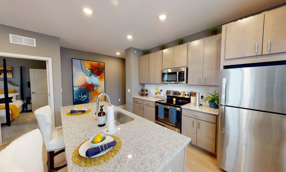 Beautiful modern kitchen in an apartment at Elevation 800 in Covington, Kentucky