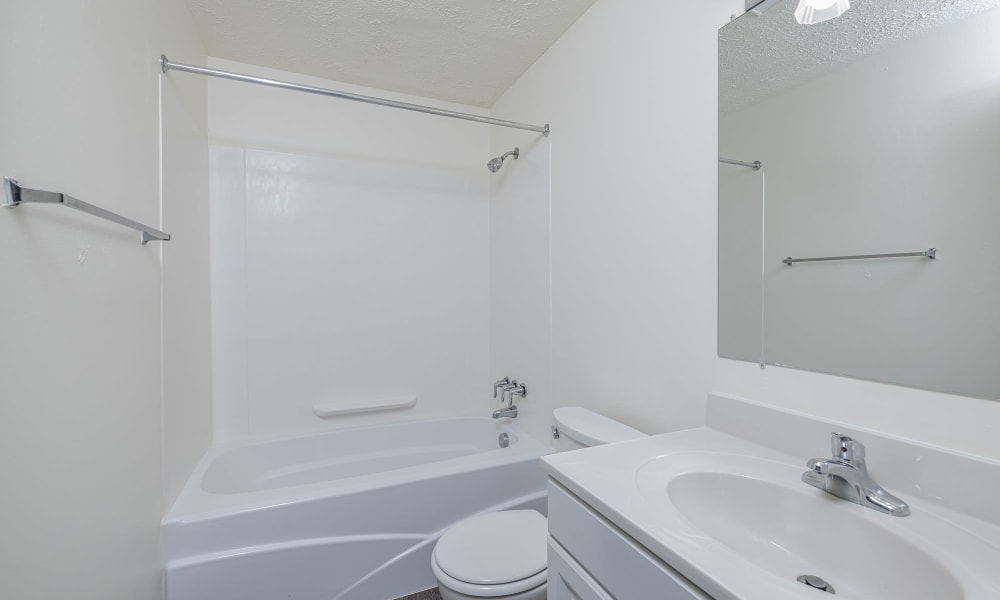 Extra large modern bathrooms located at Westpointe Apartments in Pittsburgh, Pennsylvania