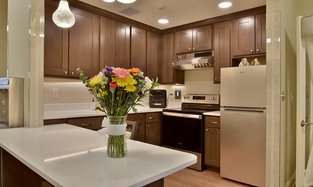 Sugar Creek Senior Living's activities area includes a resident kitchen