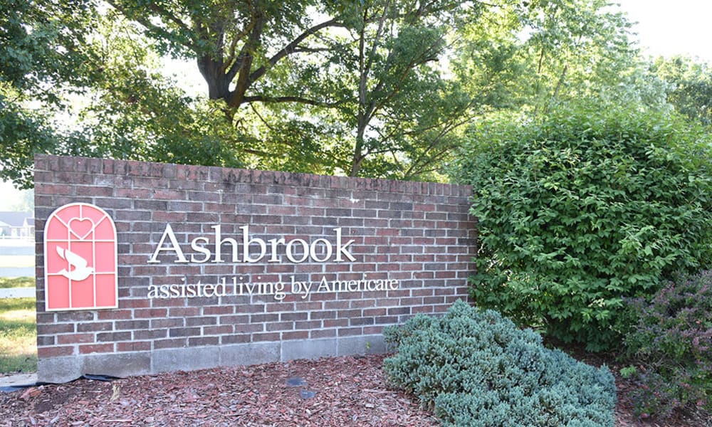 Signage outside of Ashbrook in Farmington, Missouri