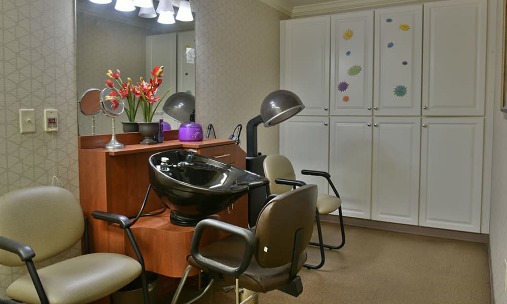 On-site beauty and barber salon at Parkwood Meadows Senior Living in Sainte Genevieve, Missouri