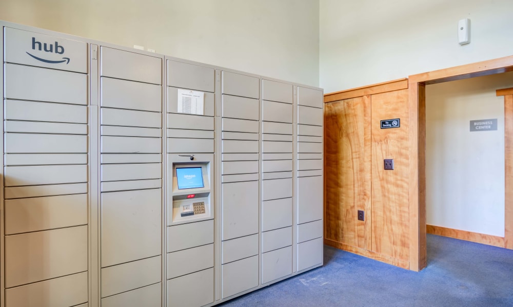 Mailboxes and package hub at Arbor Ridge Apartments in Owings Mills, Maryland