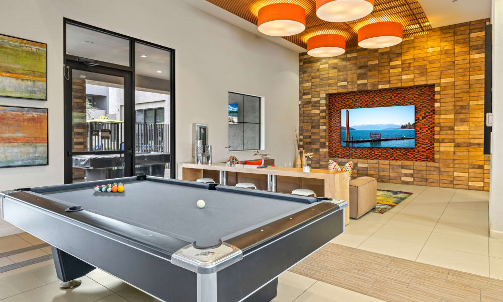 Billiard table inside the clubhouse  at Vive in Chandler, Arizona