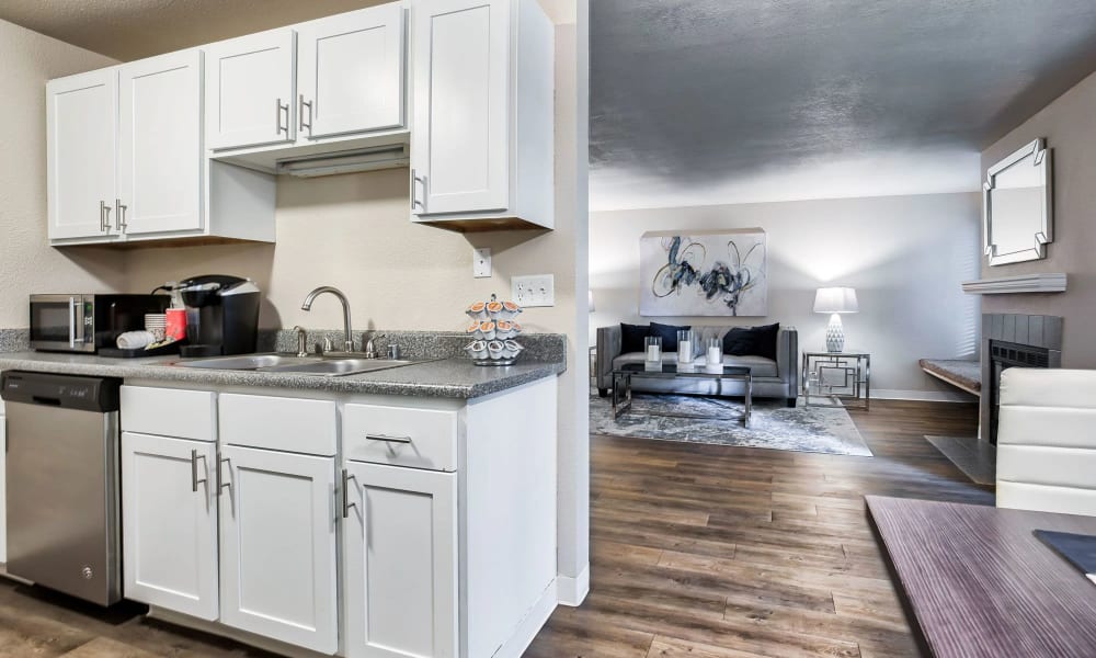 Modern kitchens at Cierra Commons Apartments in Burien, Washington