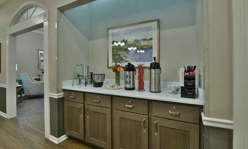 Always available coffee bar at The Arbors at Westbrook Terrace in Jefferson City, Missouri