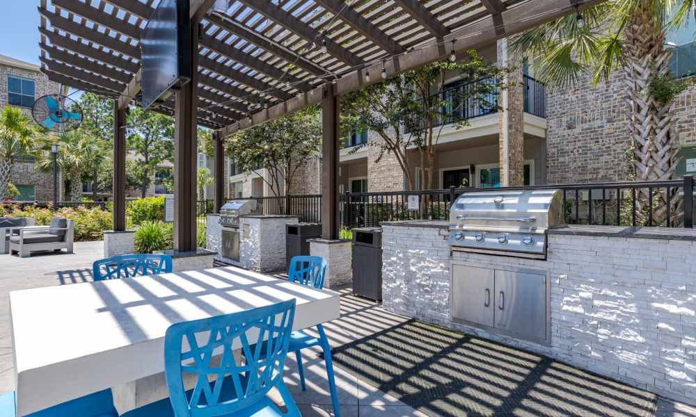 Outdoor grilling station at Town Center Crossing in Kingwood, Texas