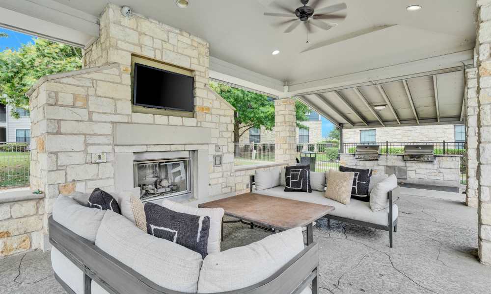 Outdoor Community Area at Villas Tech Ridge in Pflugerville, Texas 
