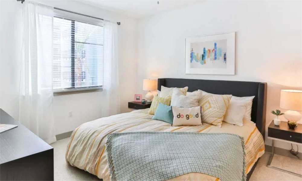 Cozy bedroom at Art on Highland in Phoenix, Arizona