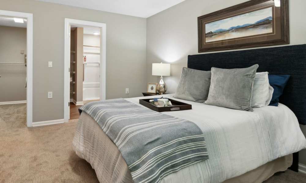 Bedroom with carpet flooring at MerryWood on Park in Charlotte, North Carolina