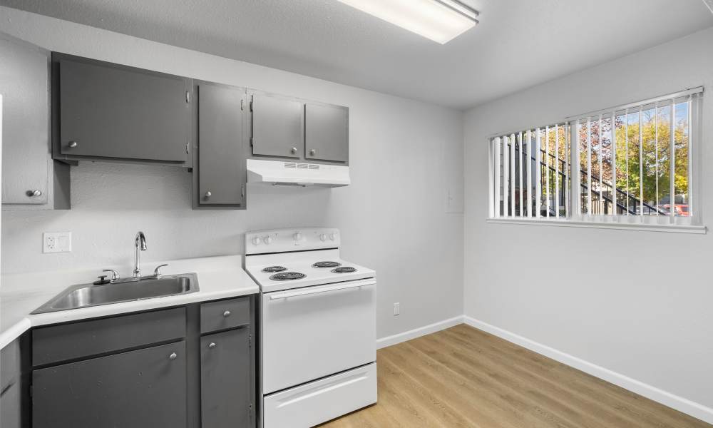 Modern kitchen at Home Suites Apartments in Sparks, Nevada, 