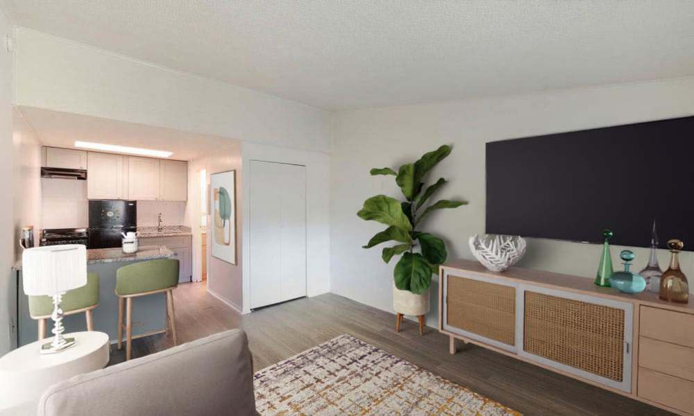Spacious living room at The Flats at Lakeshore in Fort Oglethorpe, Georgia