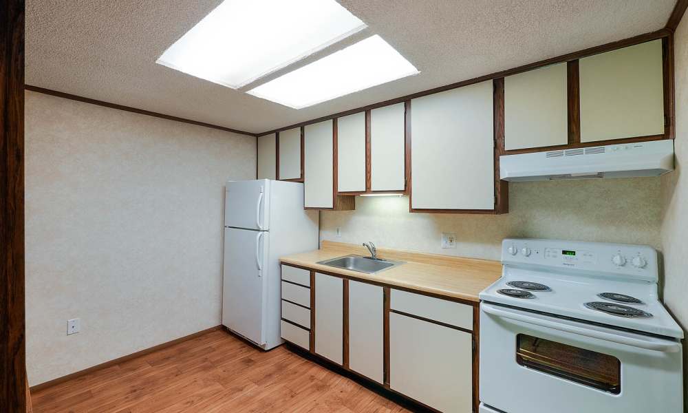 Classic unit kitchen at The Flats at Lakeshore in Fort Oglethorpe, Georgia