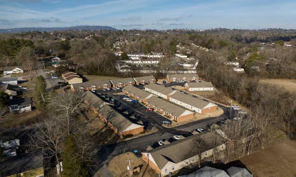 Aerial view of location at Home Place Apartments in East Ridge, Tennessee
