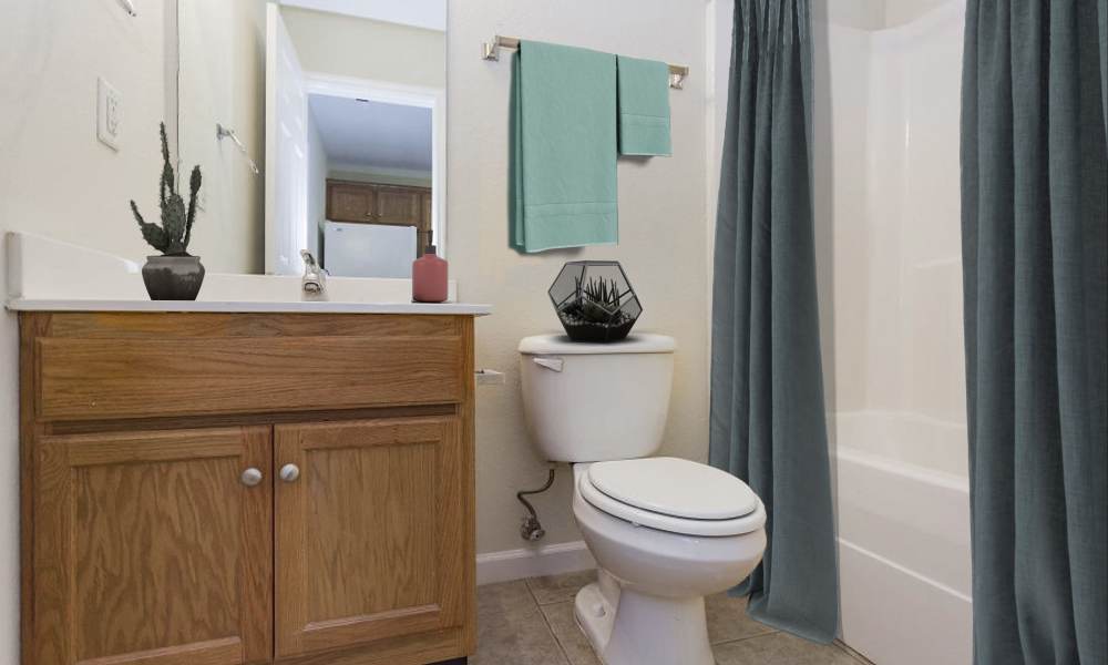 Bright bathroom at Home Place Apartments in East Ridge, Tennessee