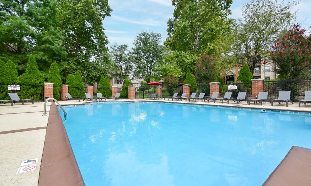 Resort-style swimming pool at Park Laureate Apartments & Townhomes in Louisville, Kentucky,  