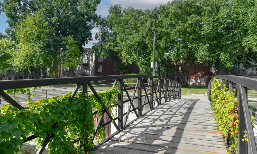Walk path way railing at The Pointe at St. Joseph Apartment Homes in South Bend, Indiana