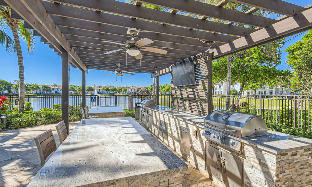 Outdoor community barbecue grills at Solero at Plantation in Plantation, Florida