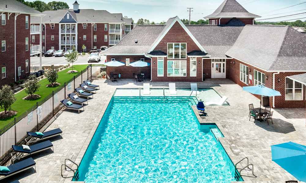 Fronts of brownstones at Southwood Realty in Gastonia, North Carolina