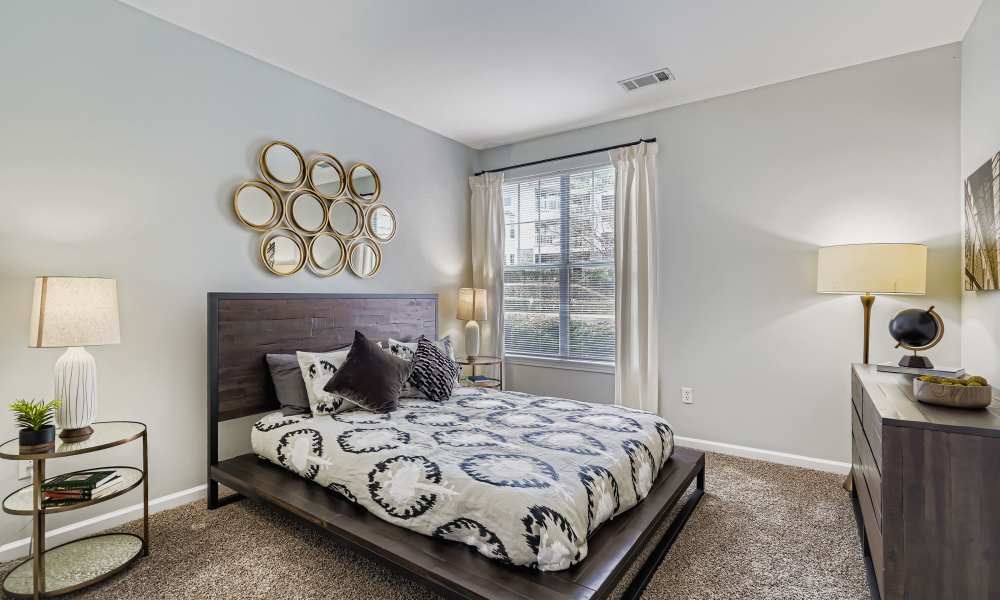 Living room with wooden flooring at Dakota Mill Creek in Buford, Georgia