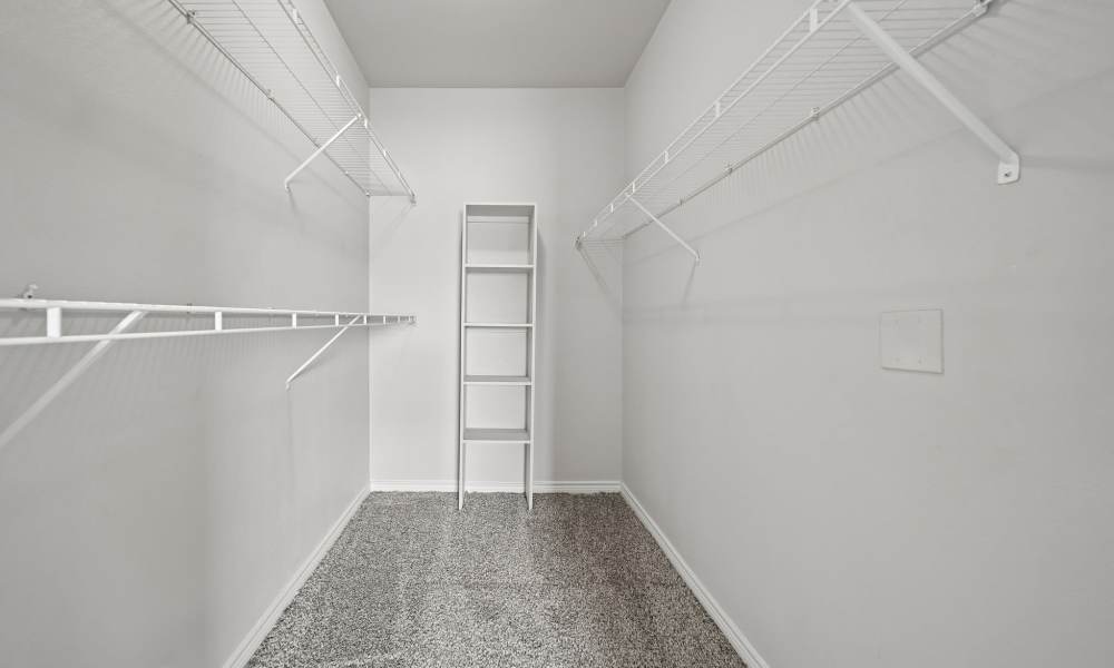 Walk-in closet at Sunset Lodge in Odessa, Texas