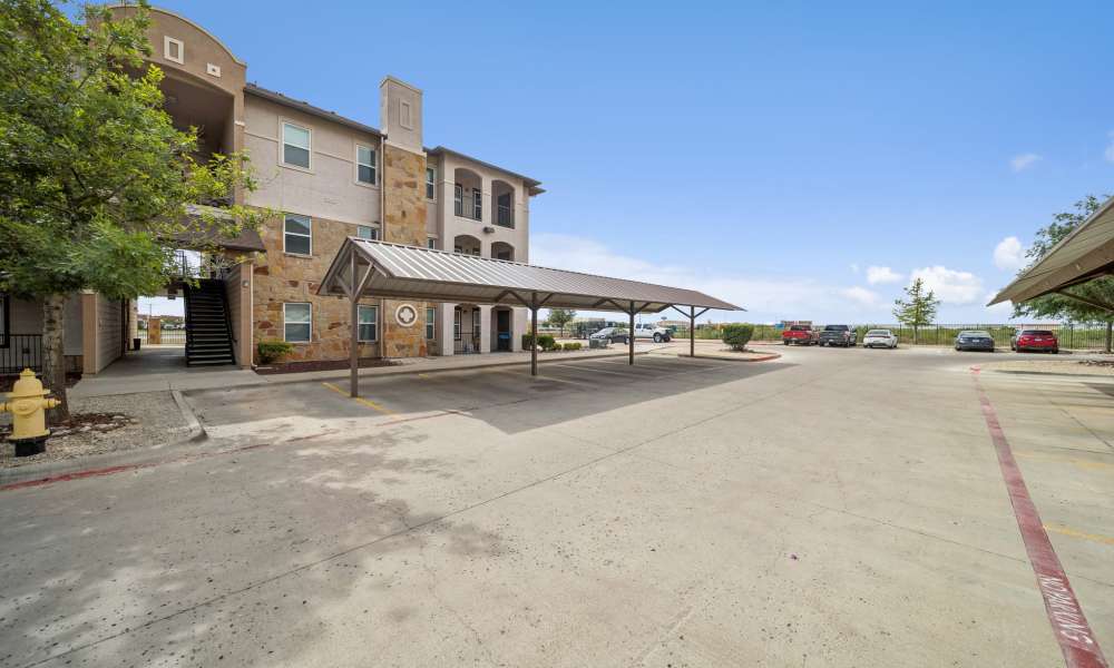 Rentable covered carport spaces at Sunset Lodge in Odessa, Texas