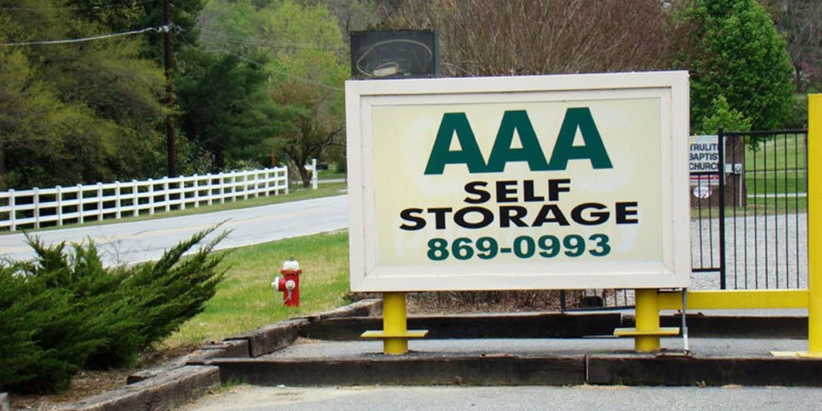 signage at AAA Self Storage at N Main St in High Point, North Carolina
