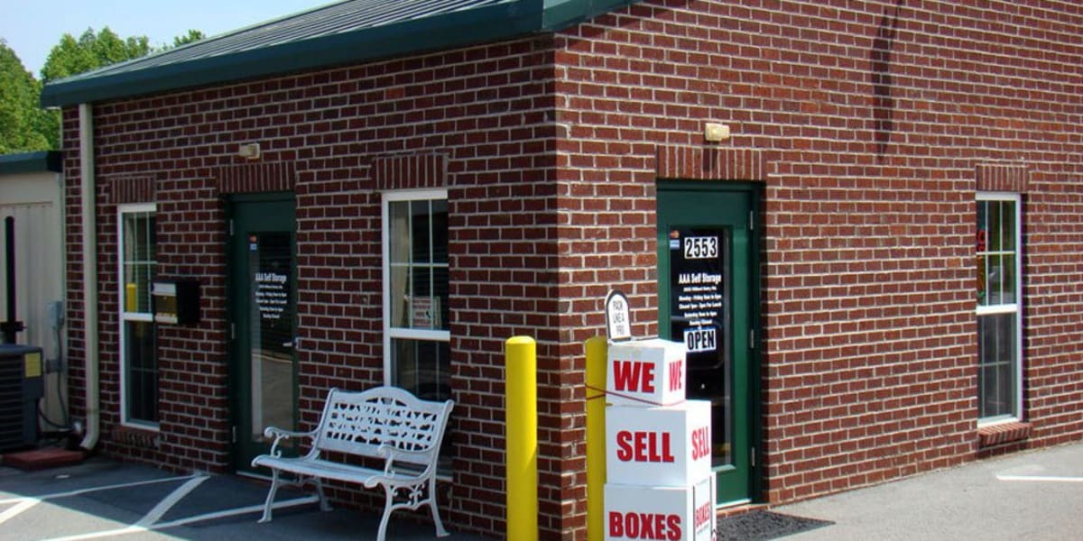 office from outside at AAA Self Storage at Willard Dairy Rd in High Point, North Carolina