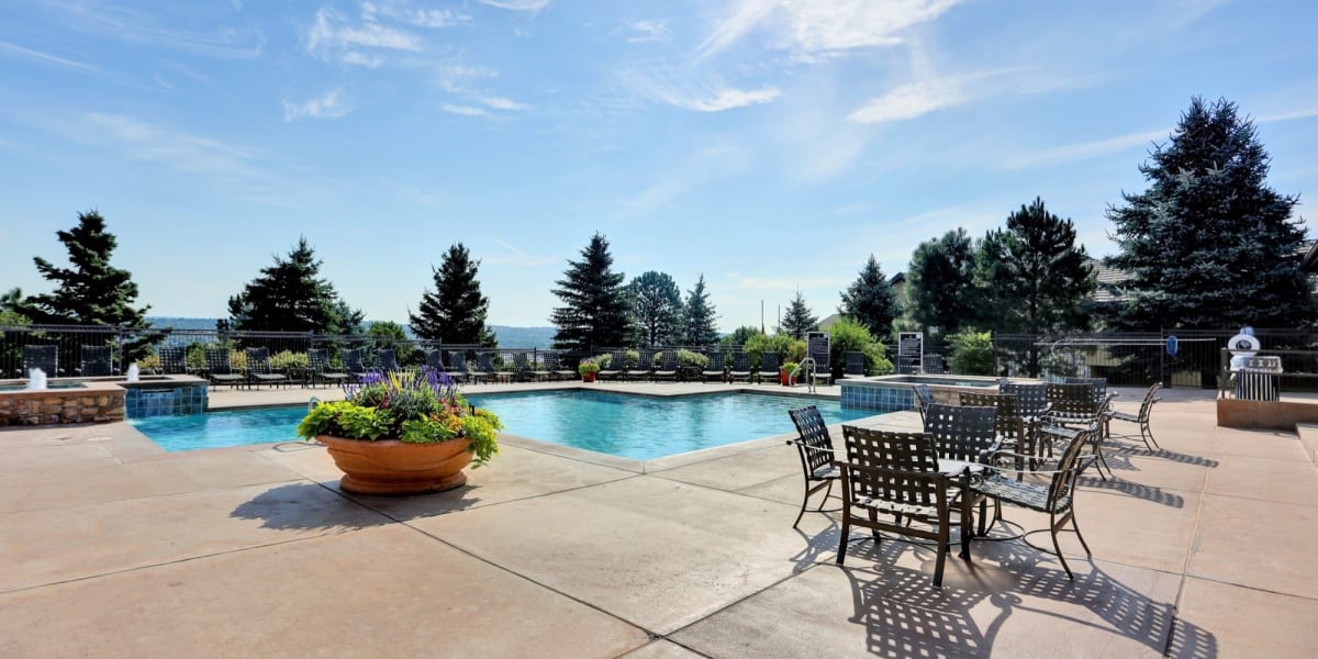 Refreshing swimming pool at Resort at University Park in Colorado Springs, Colorado