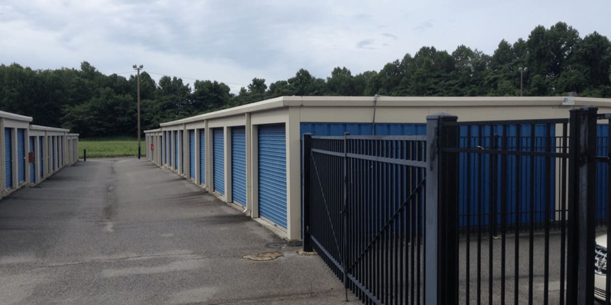 full fence surrounding AAA Self Storage at W Market St in Greensboro, North Carolina