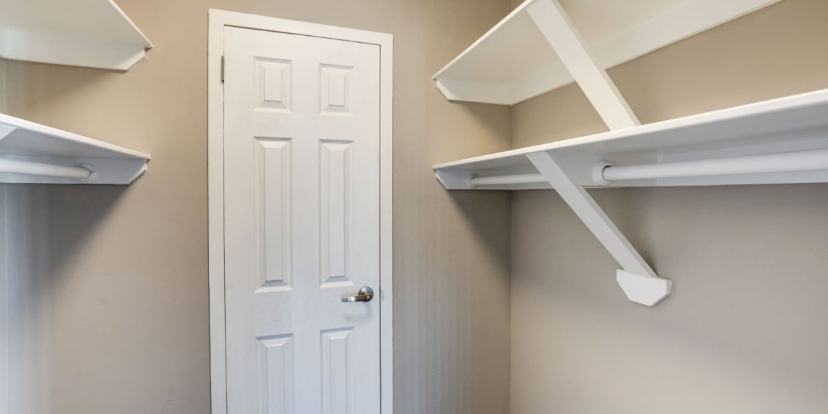 Lots of space in the closet for clothes and storage at The Cambridge Apartments in Washington, District of Columbia