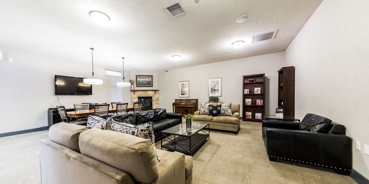 Cozy couches at Copperline at Point Ruston in Tacoma, Washington
