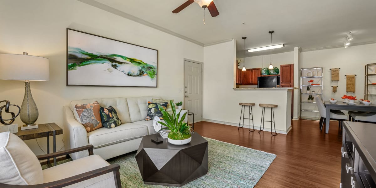 Living room at Marquis Lakeline Station in Austin, Texas