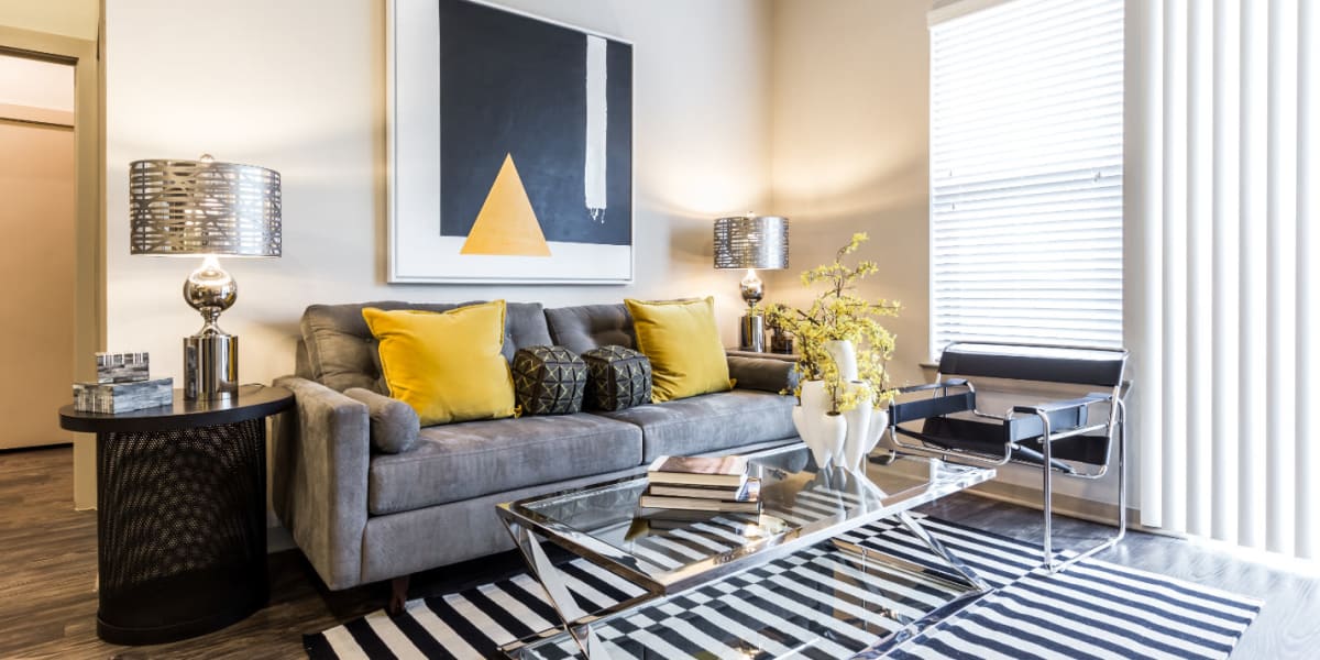 Living room at Marq Uptown in Austin, Texas