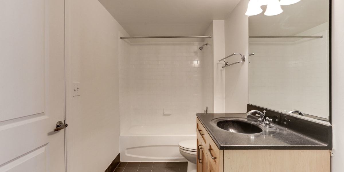 Plenty of counter space in the bathroom at 1630 R St NW in Washington, District of Columbia
