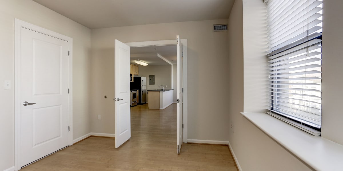 Bedroom area in unfurnished apartment at 1630 R St NW in Washington, District of Columbia