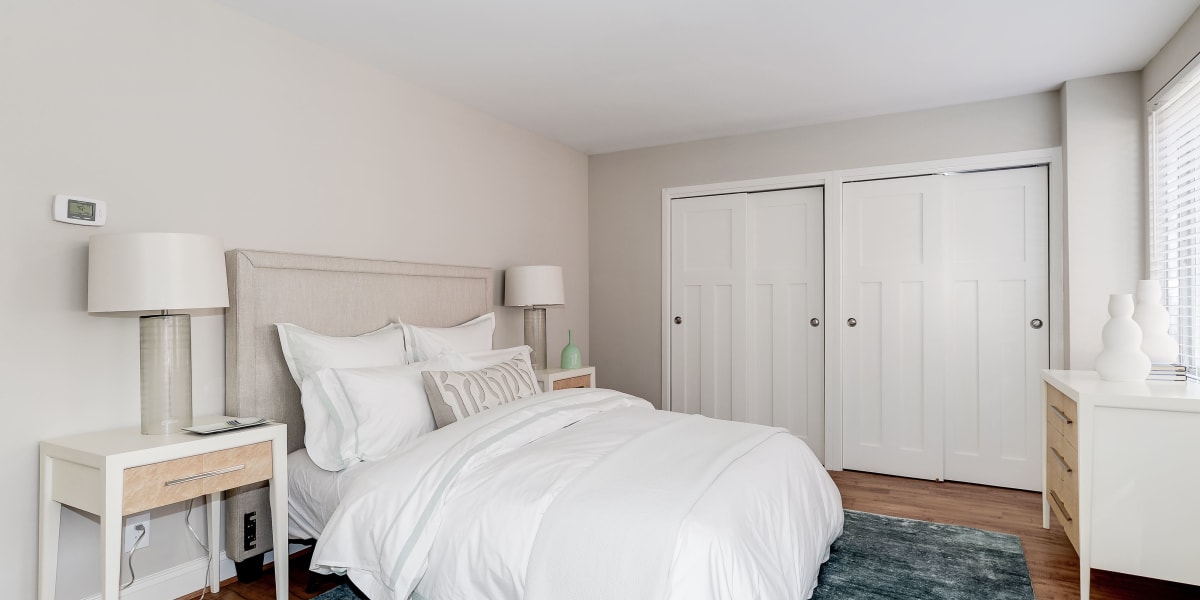 Lots of closet space in the bedroom of a model home at Bristol House in Washington, District of Columbia