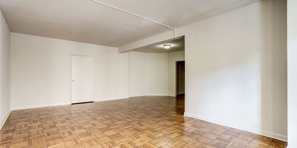Tons of room to furnish your new home in this empty living room area at Dorchester House in Washington, District of Columbia