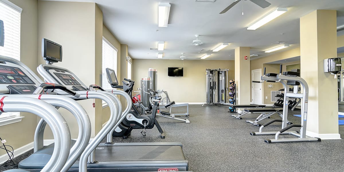  Resident fitness center with lots of cardio machines at The Retreat at Market Square in Frederick, Maryland