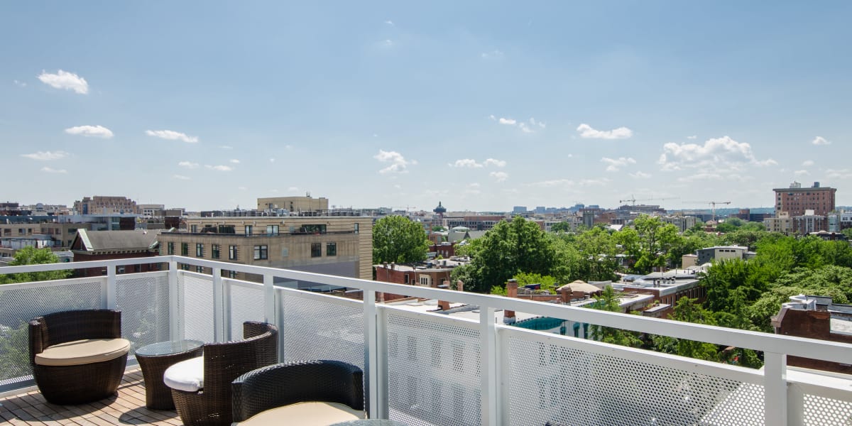 Views from the lounge where residents can enjoy lounging, bbqing, or just hanging out at The Corcoran in Washington, District of Columbia