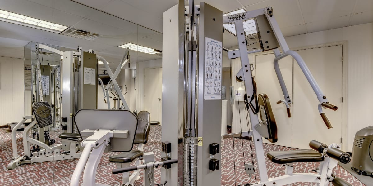 Fitness center for residents to workout in at Hill House in Washington, District of Columbia