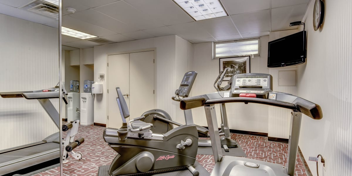 Cardio and weight machines in the fitness center at Hill House in Washington, District of Columbia