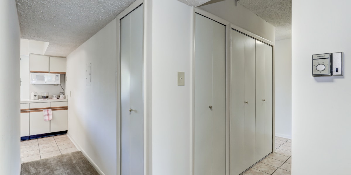 Hallway with large closets for extra storage in your home at The Brinkley House in Temple Hills, Maryland