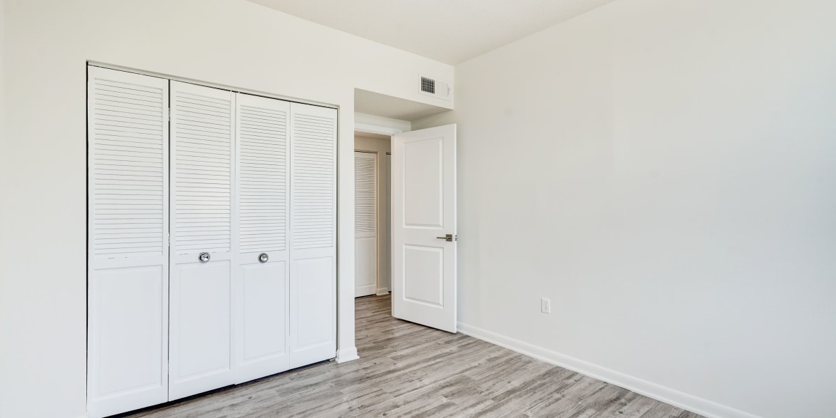 Lots of closet space in the bedroom at The Envoy Apartments in Washington, District of Columbia